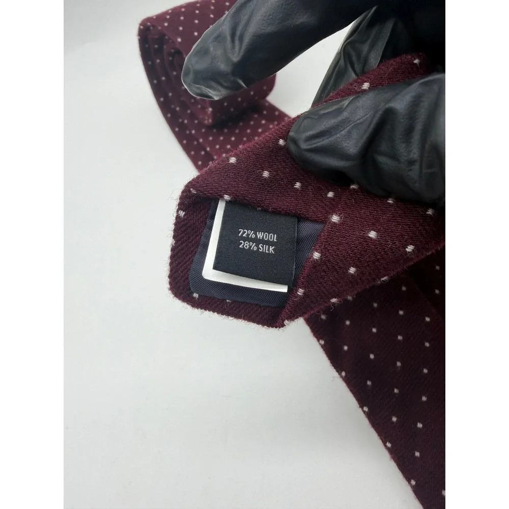 Bonobos Tie Mens OS Burgundy Micro Dot Wool Silk Blend Handmade USA Slim Classic